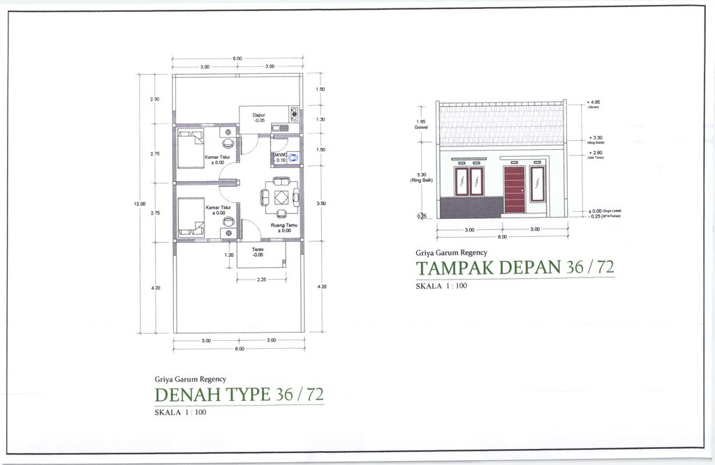 foto denah rumah tipe 36 perumahan GRIYA GARUM REGENCY