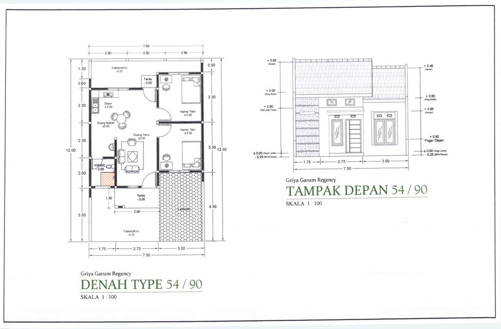 foto denah rumah tipe 54 perumahan GRIYA GARUM REGENCY