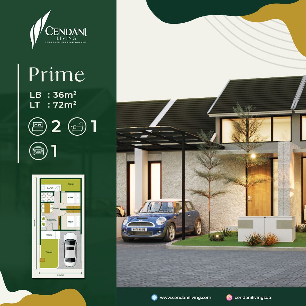 foto tampak rumah tipe PRIME GRANDE perumahan PERUMAHAN CENDANI LIVING