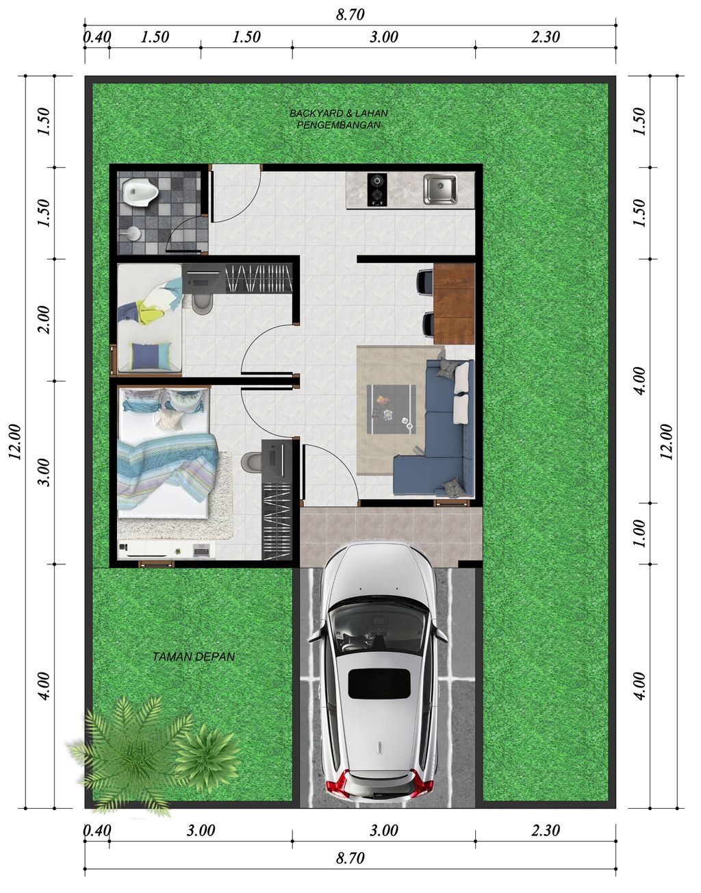 foto denah rumah tipe 36 perumahan YASMINE GARDEN 2 (Pengembangan)