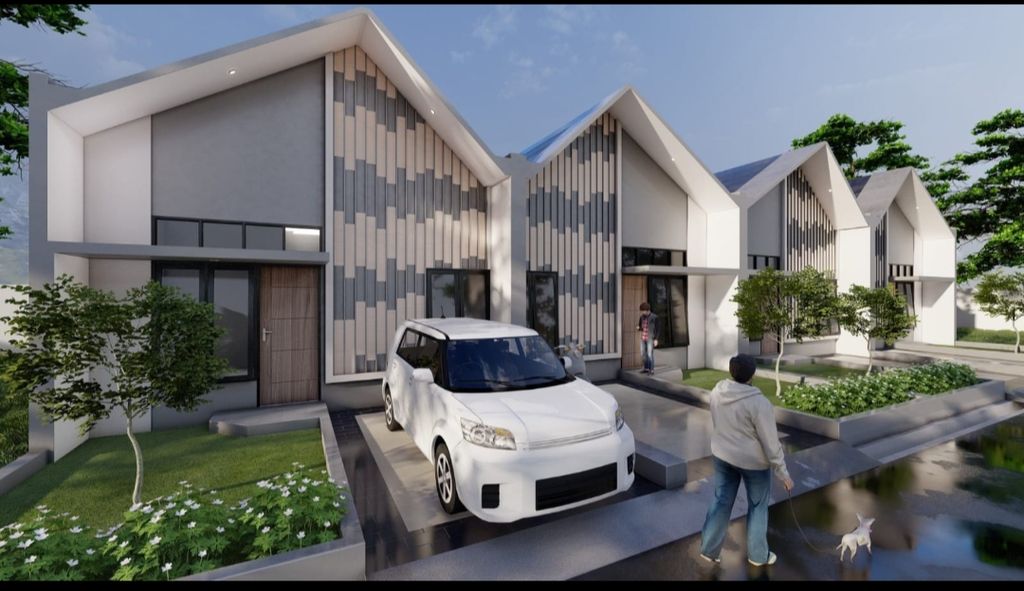 foto tampak rumah tipe JATI L.01-12A perumahan GRAND PESONA
