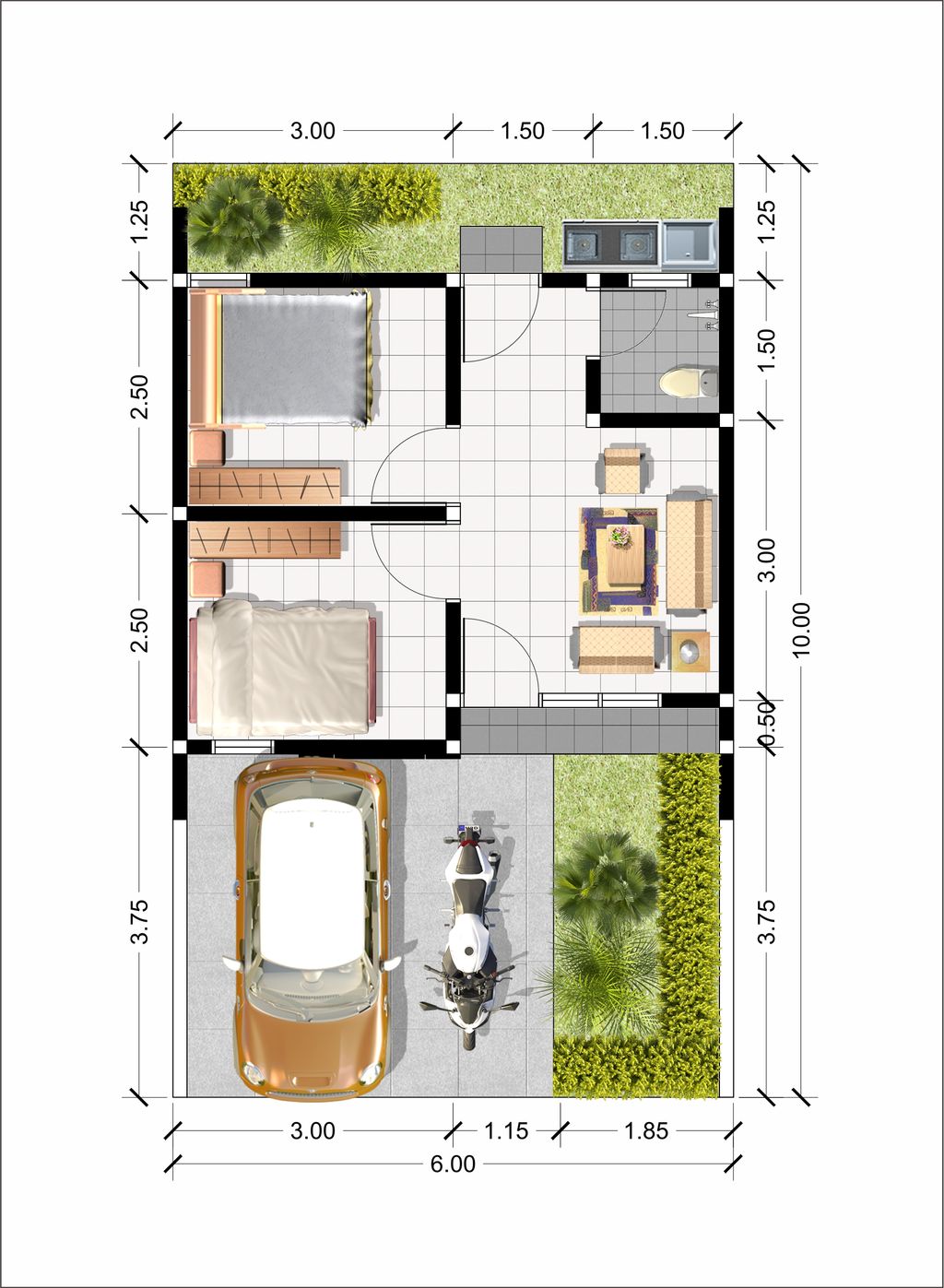 foto denah rumah tipe 30/60 perumahan Grand Pesona Residence