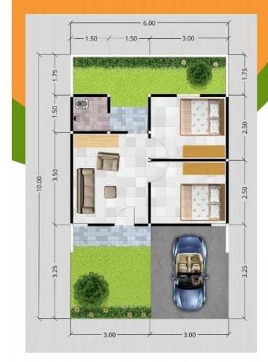 foto denah rumah tipe 30 perumahan GRAND KENCANA MALANG 3