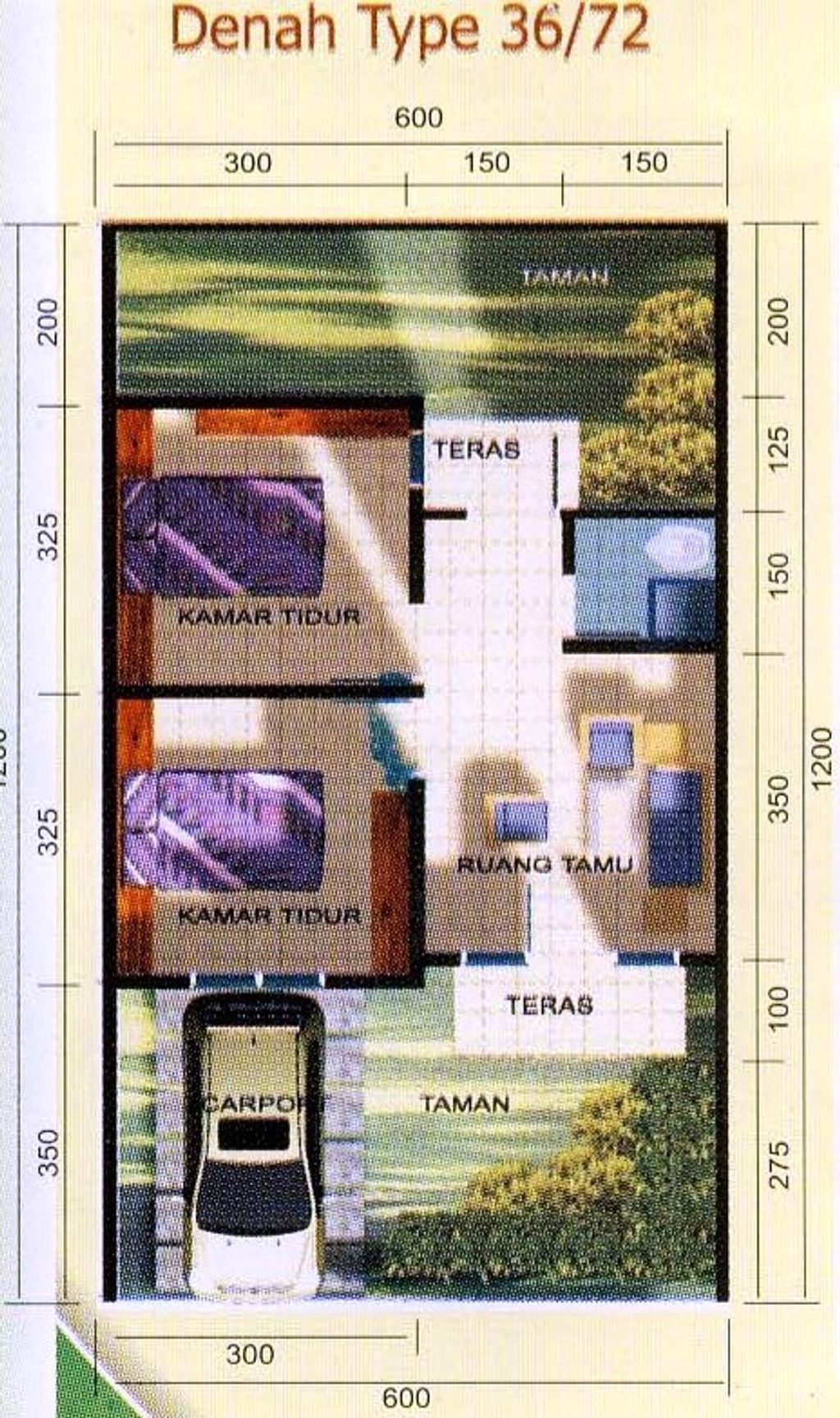 foto denah rumah tipe 36/132 perumahan GRAHA BAGASASI RESIDENCE