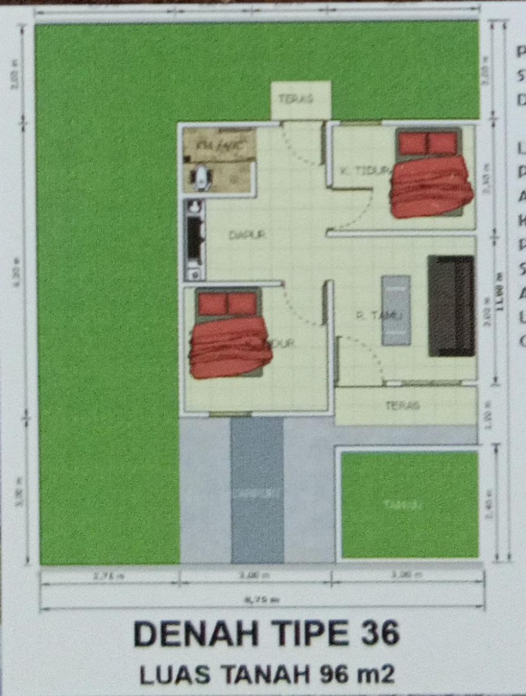 foto denah rumah tipe SUBSIDI perumahan DWI KENCANA UTAMA TAHAP 4