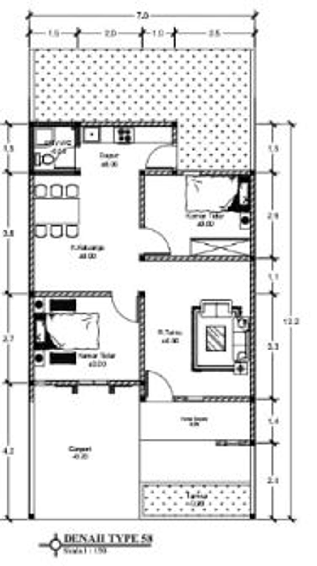 foto denah rumah tipe 58 perumahan GRAND SAKURA