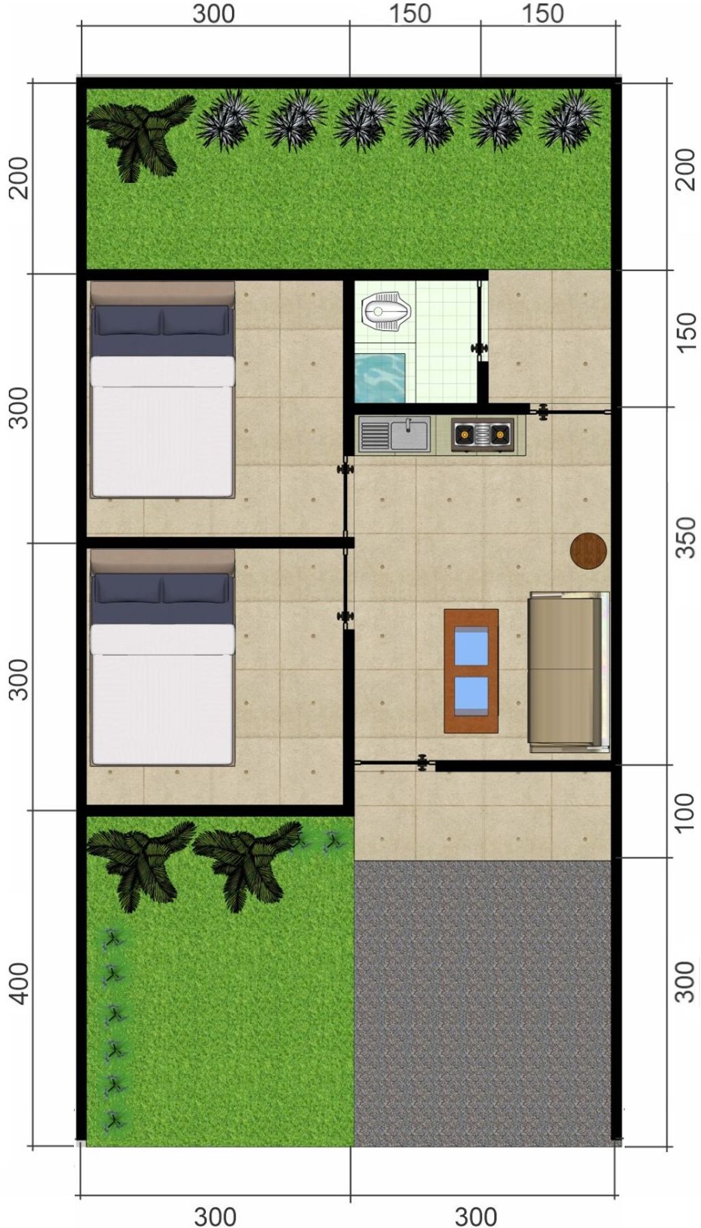 foto denah rumah tipe 36/72 perumahan Griya Surya Regency