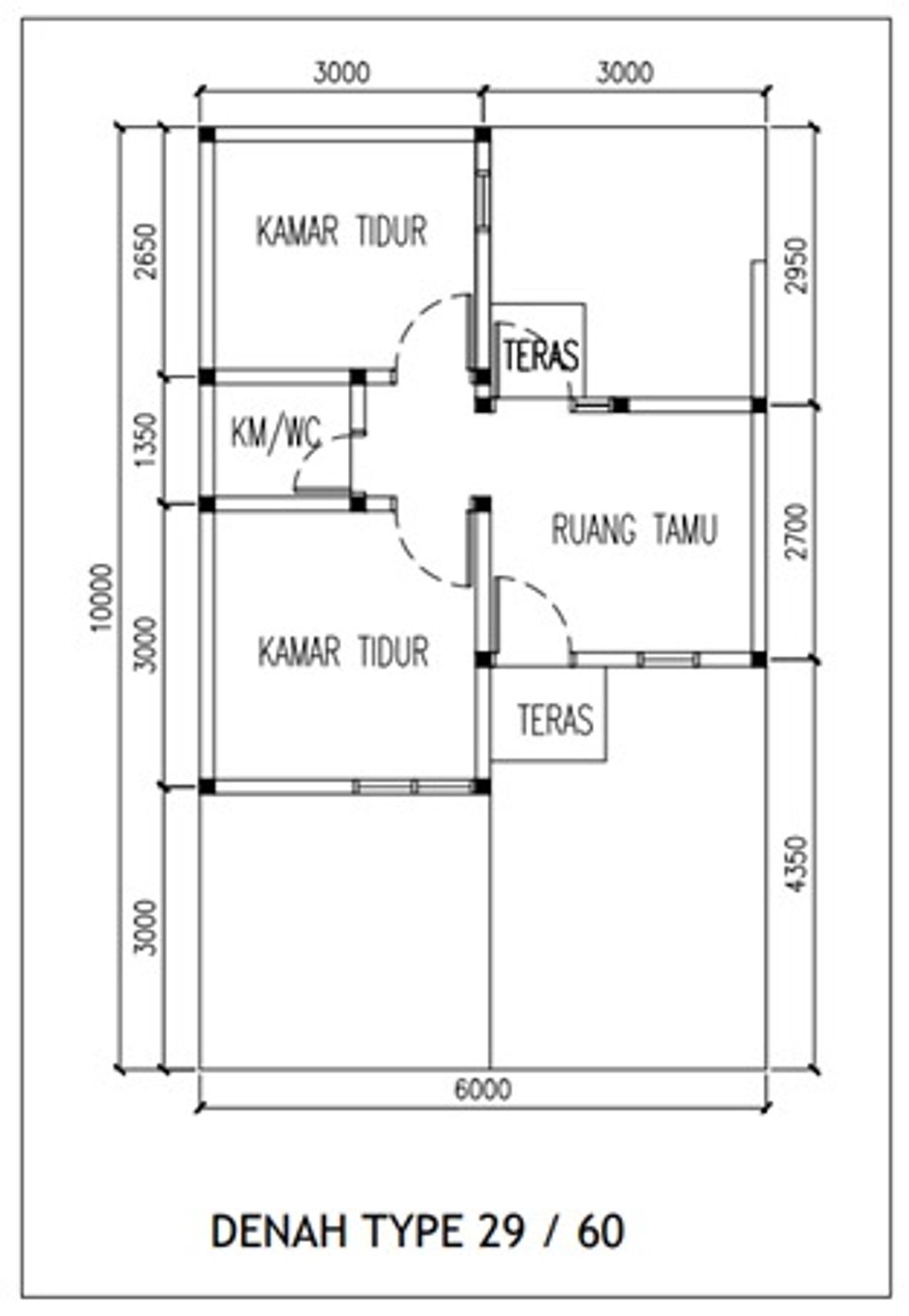 foto denah rumah tipe 29/60 perumahan PERUMAHAN PURI UKIRSARI CILEGON