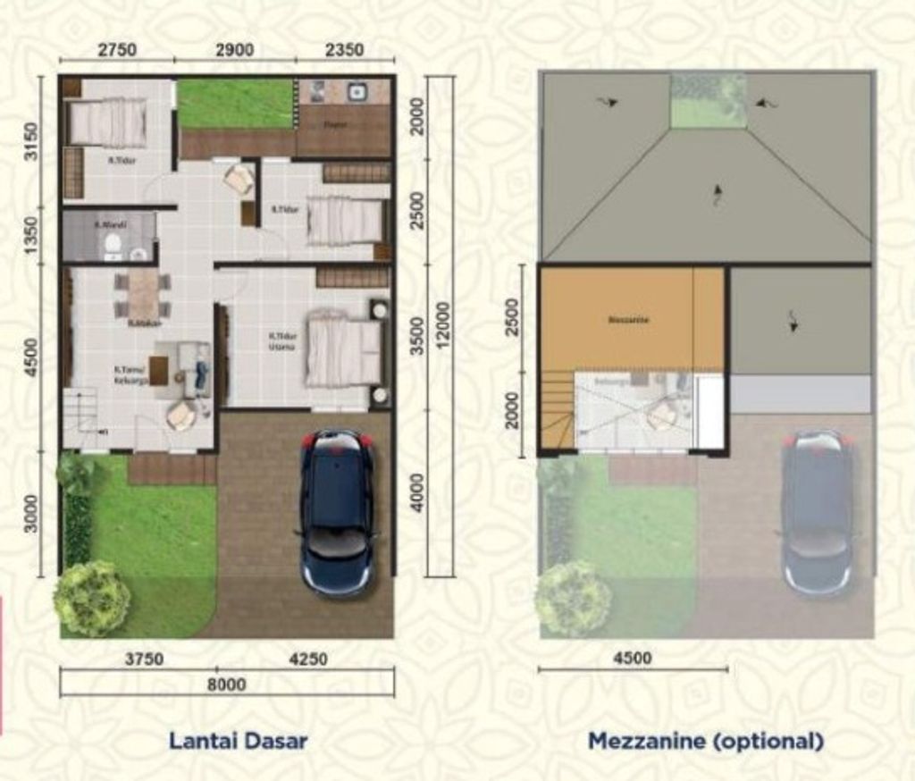 foto denah rumah tipe ASTER 10/01 perumahan PARAMOUNT PETALS TAHAP 1