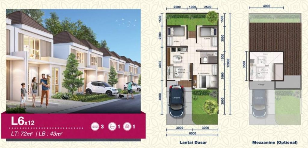 foto denah rumah tipe ASTER 2/58 perumahan PARAMOUNT PETALS TAHAP 1