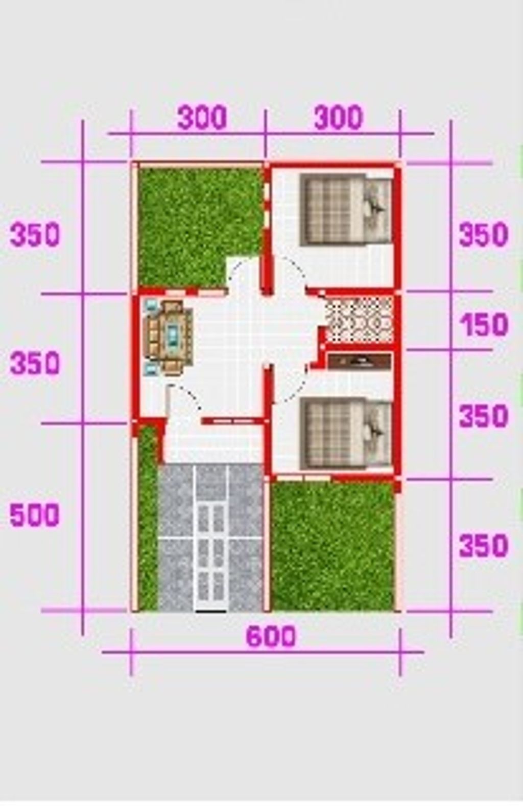 foto denah rumah tipe 36 perumahan The City Sukaraja II