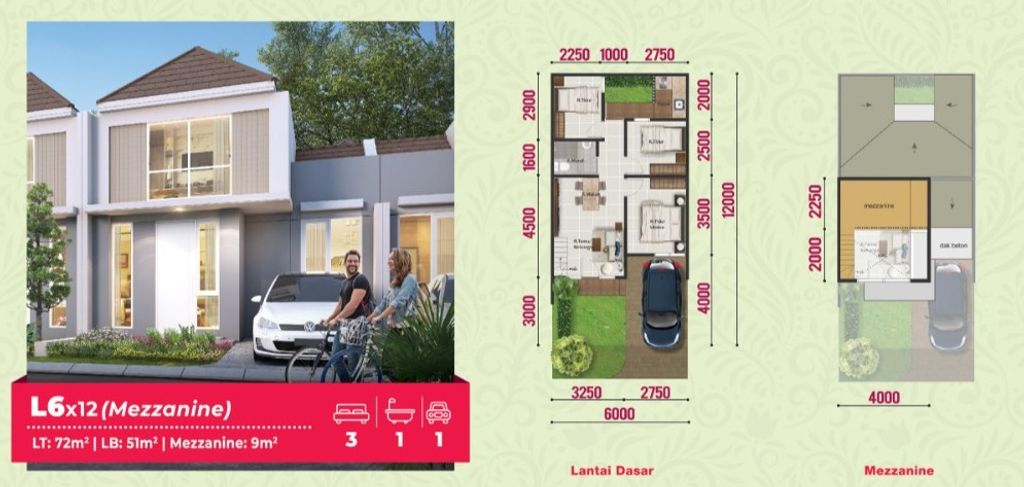 foto denah rumah tipe CANNA 18C/06 perumahan PARAMOUNT PETALS TAHAP 1