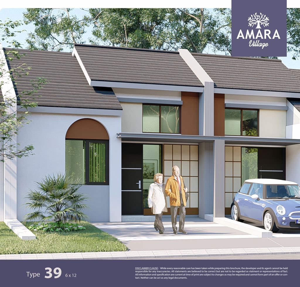 foto tampak rumah tipe 39/72 Aralia perumahan AMARA VILLAGE