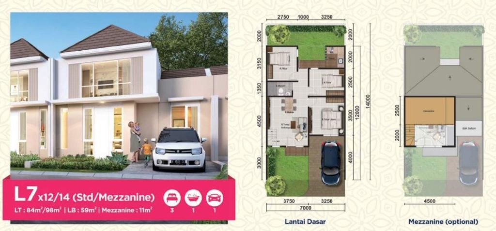 foto denah rumah tipe ASTER 7/03 perumahan PARAMOUNT PETALS TAHAP 1