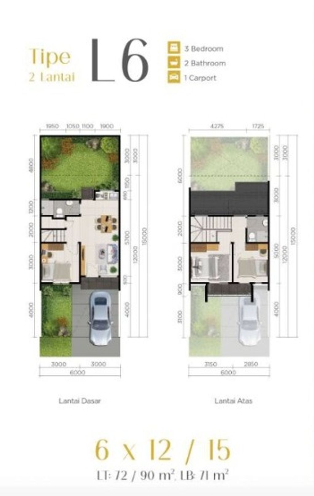 foto denah rumah tipe GARDENIA 7/05 perumahan PARAMOUNT PETALS TAHAP 1