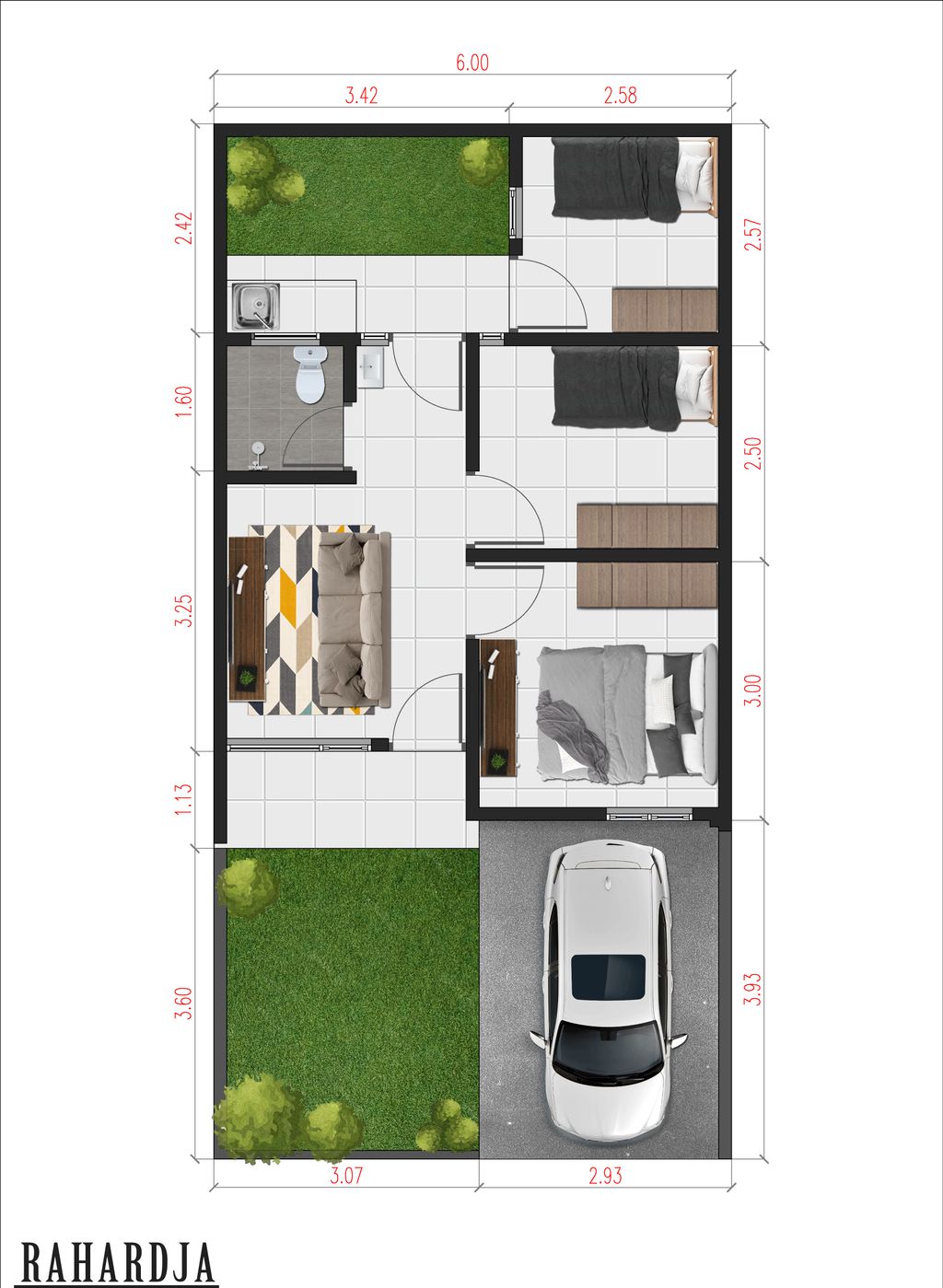 foto denah rumah tipe AZALEA T.45/89 perumahan RAHARDJA AT GRAND MALAKA