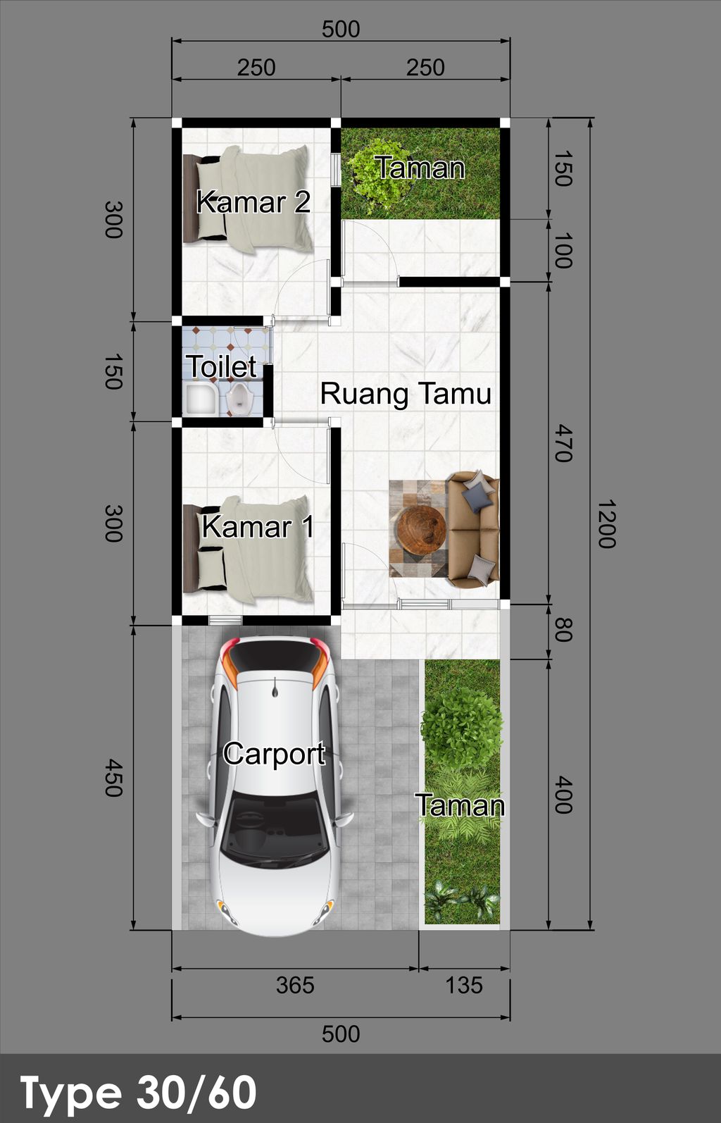 foto denah rumah tipe 32/60 perumahan GRAND NORTH REGENCY