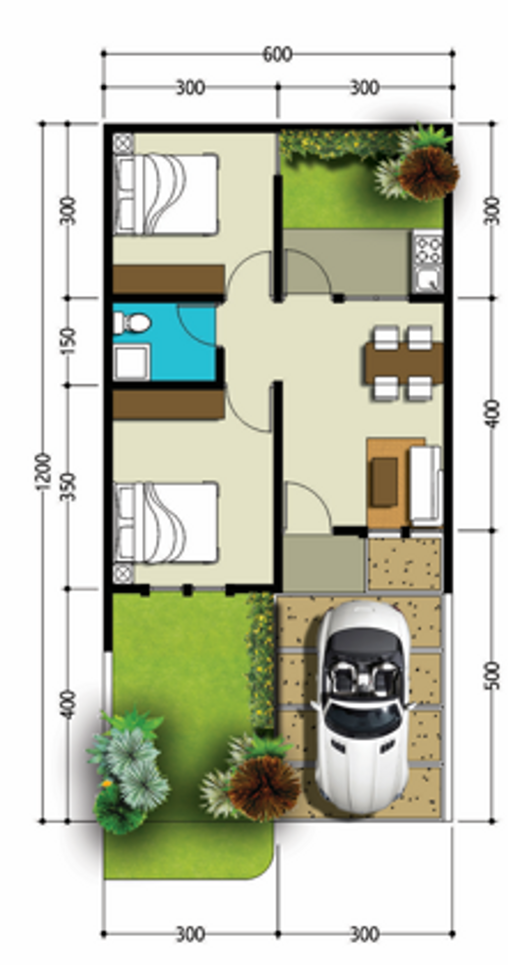 foto denah rumah tipe 39/72 East Fontana perumahan THE RIVER TAHAP 2