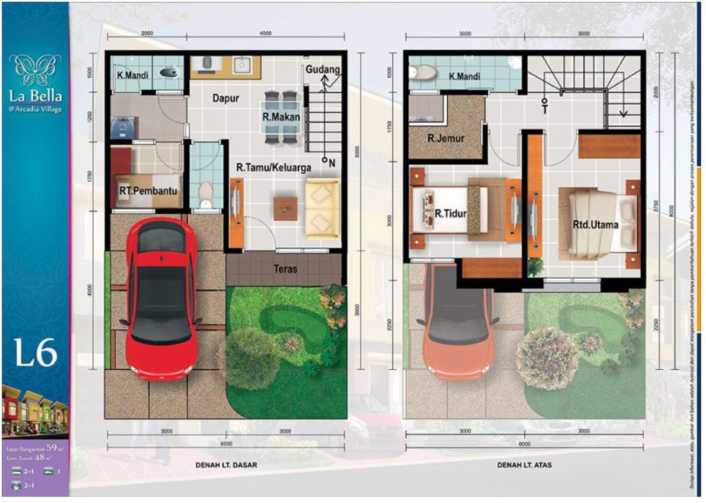 foto denah rumah tipe DOSIER/38 perumahan LA BELLA@ARCADIA VILLAGE