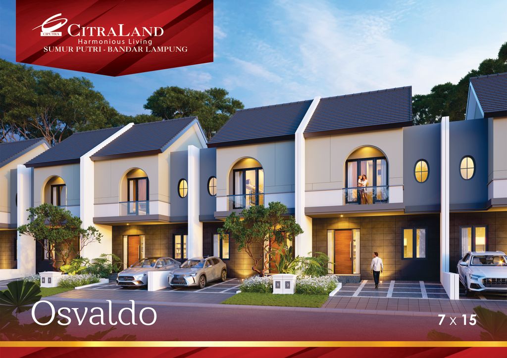 foto tampak rumah tipe OSVALDO perumahan CITRALAND BANDAR LAMPUNG - REVISI II