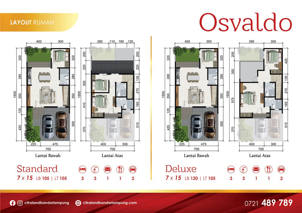foto denah rumah tipe OSVALDO perumahan CITRALAND BANDAR LAMPUNG - REVISI II