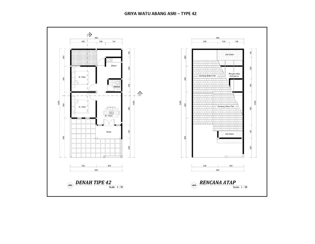 foto denah rumah tipe GWA-42/87 perumahan GRIYA WATU ABANG ASRI