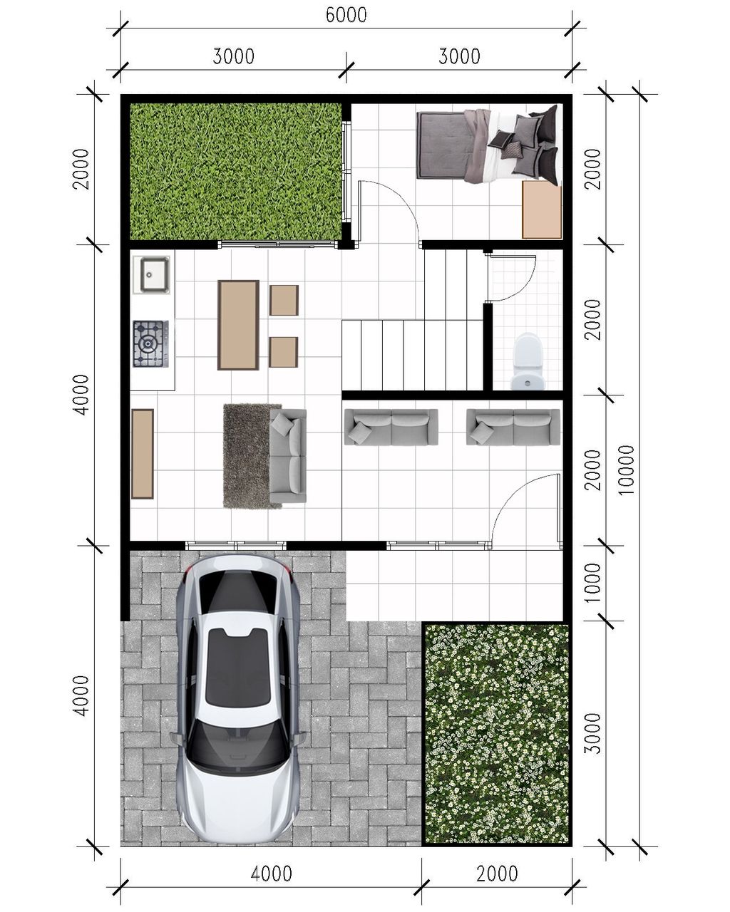 foto denah rumah tipe Tulip 2 lt perumahan Green Paradise City Cluster Tulip