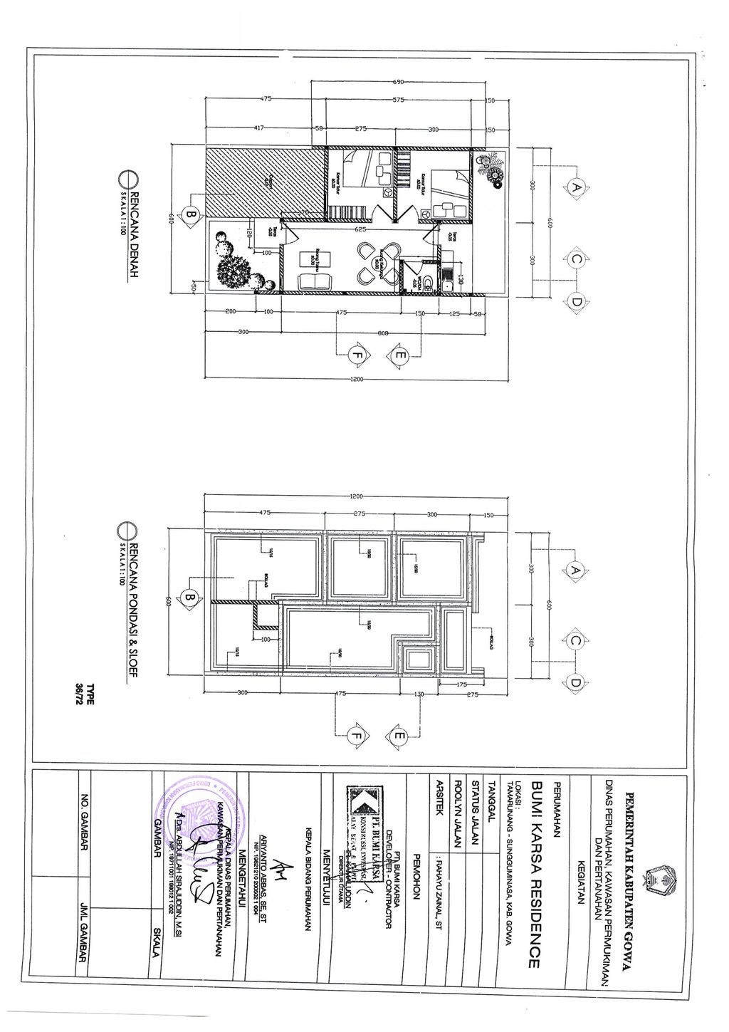 foto denah rumah tipe 40/72 perumahan BK Residence