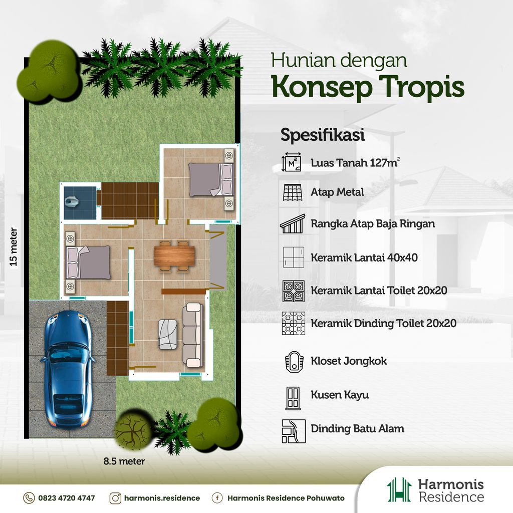 foto denah rumah tipe 36+ perumahan HARMONIS RESIDENCE