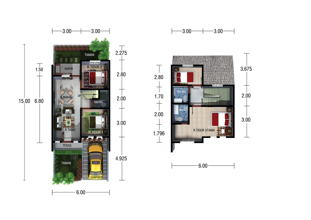 foto denah rumah tipe VILLA perumahan Megah Cikarang Center