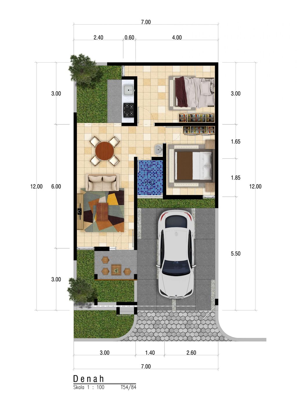 foto denah rumah tipe 52 perumahan RICH VILLAGE PHASE 2