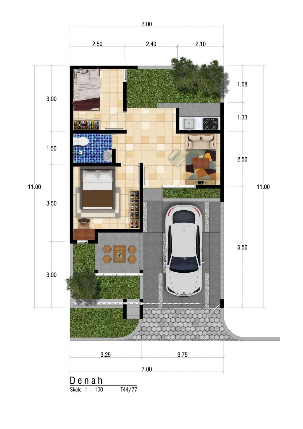 foto denah rumah tipe 44 perumahan RICH VILLAGE PHASE 2