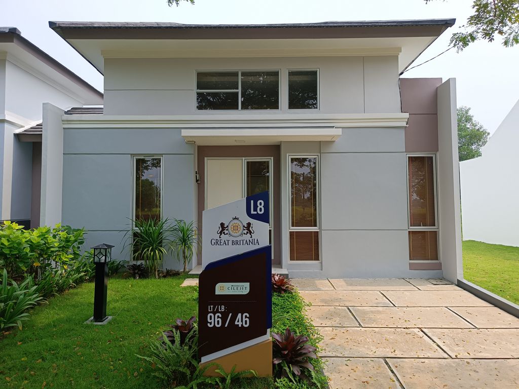 foto tampak rumah tipe L8 (558) perumahan MODERNLAND CILEJIT-GREAT BRITANIA
