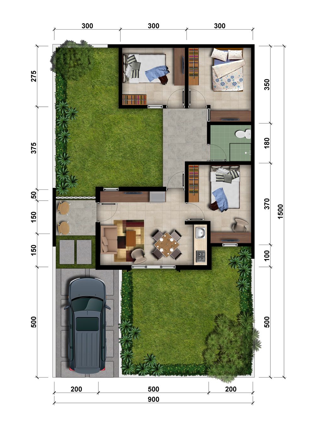 foto denah rumah tipe L9 (716) perumahan MODERNLAND CILEJIT-GREAT BRITANIA