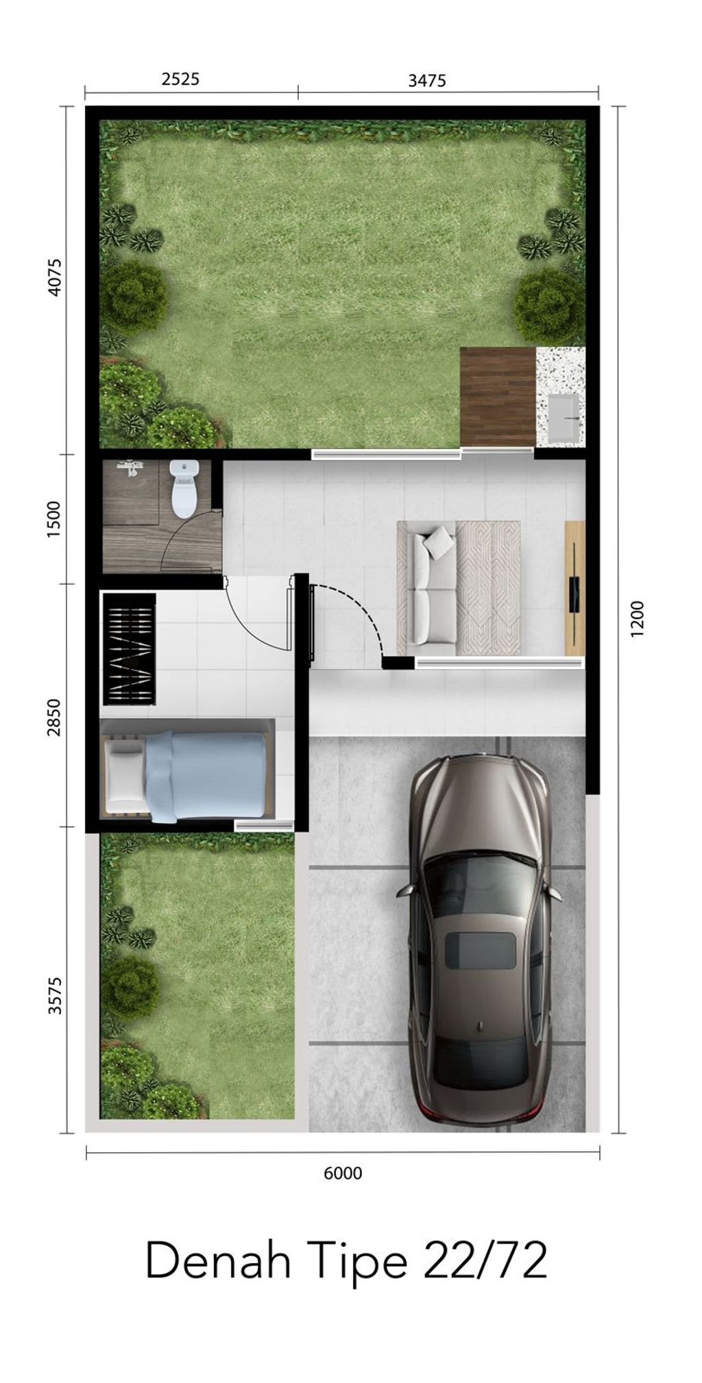 foto denah rumah tipe Canary 22 perumahan METLAND CIKARANG