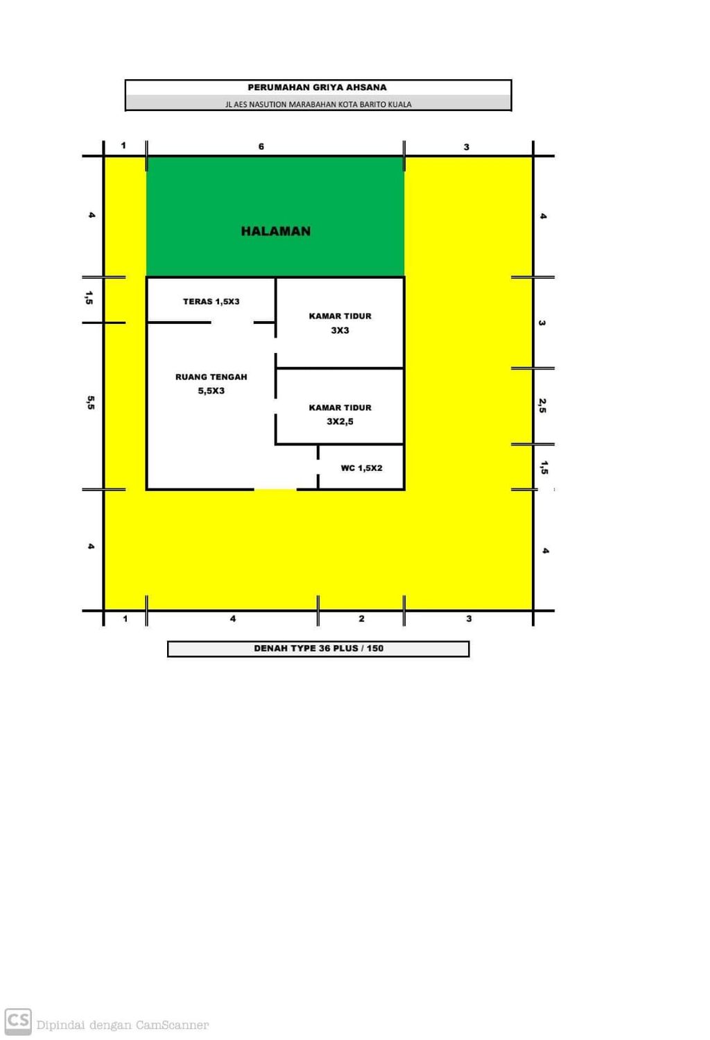 foto denah rumah tipe 36 perumahan GRIYA AHSANA
