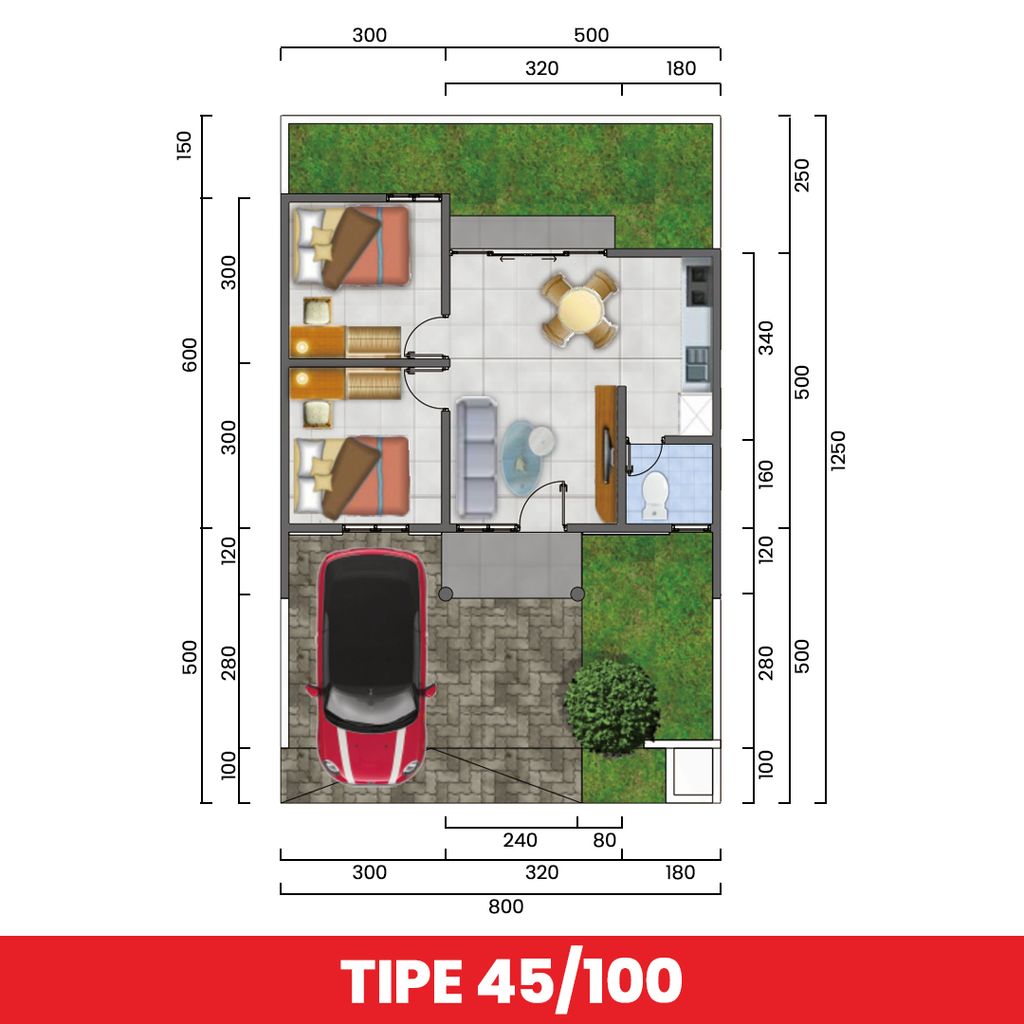 foto denah rumah tipe 45 perumahan Graha Permata Wiradadi