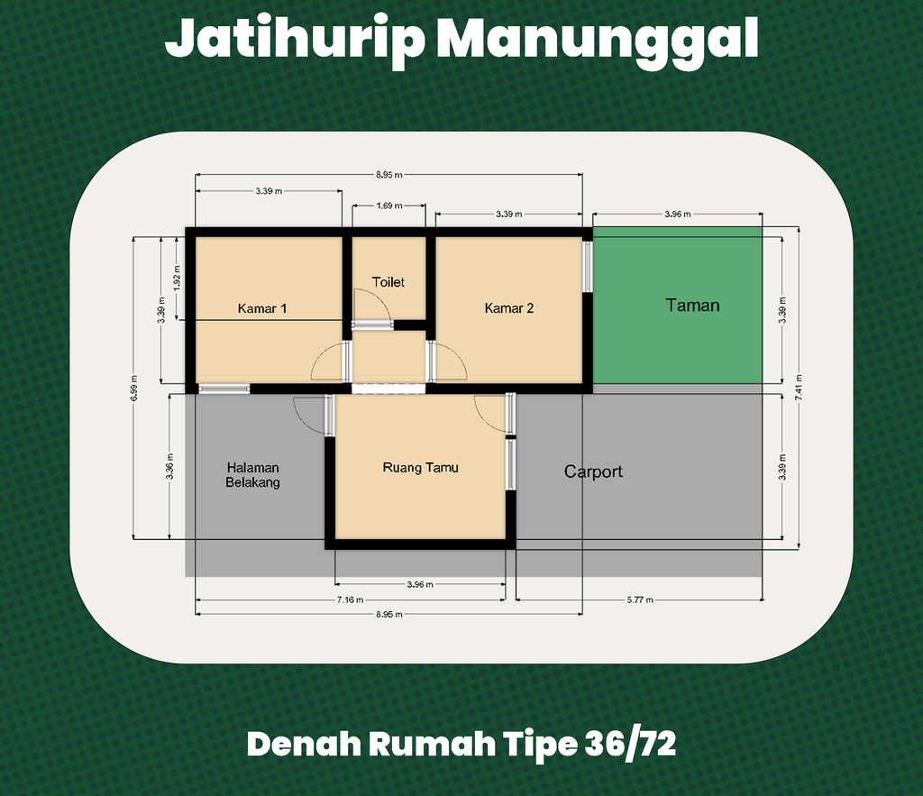 foto denah rumah tipe 36/72 perumahan Jatihurip Manunggal