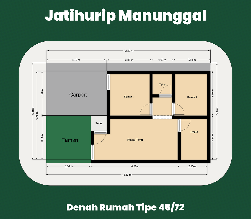 foto denah rumah tipe 45/72 perumahan Jatihurip Manunggal