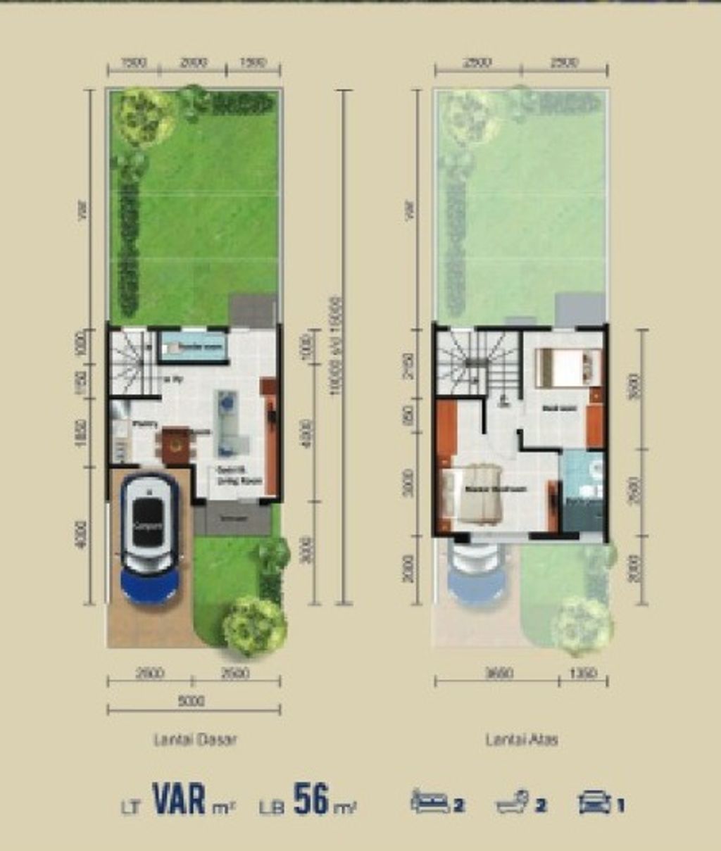 foto denah rumah tipe AMARILLO 3/55 perumahan CLUSTER AMARILLO DAN PAVIA VILLAGE