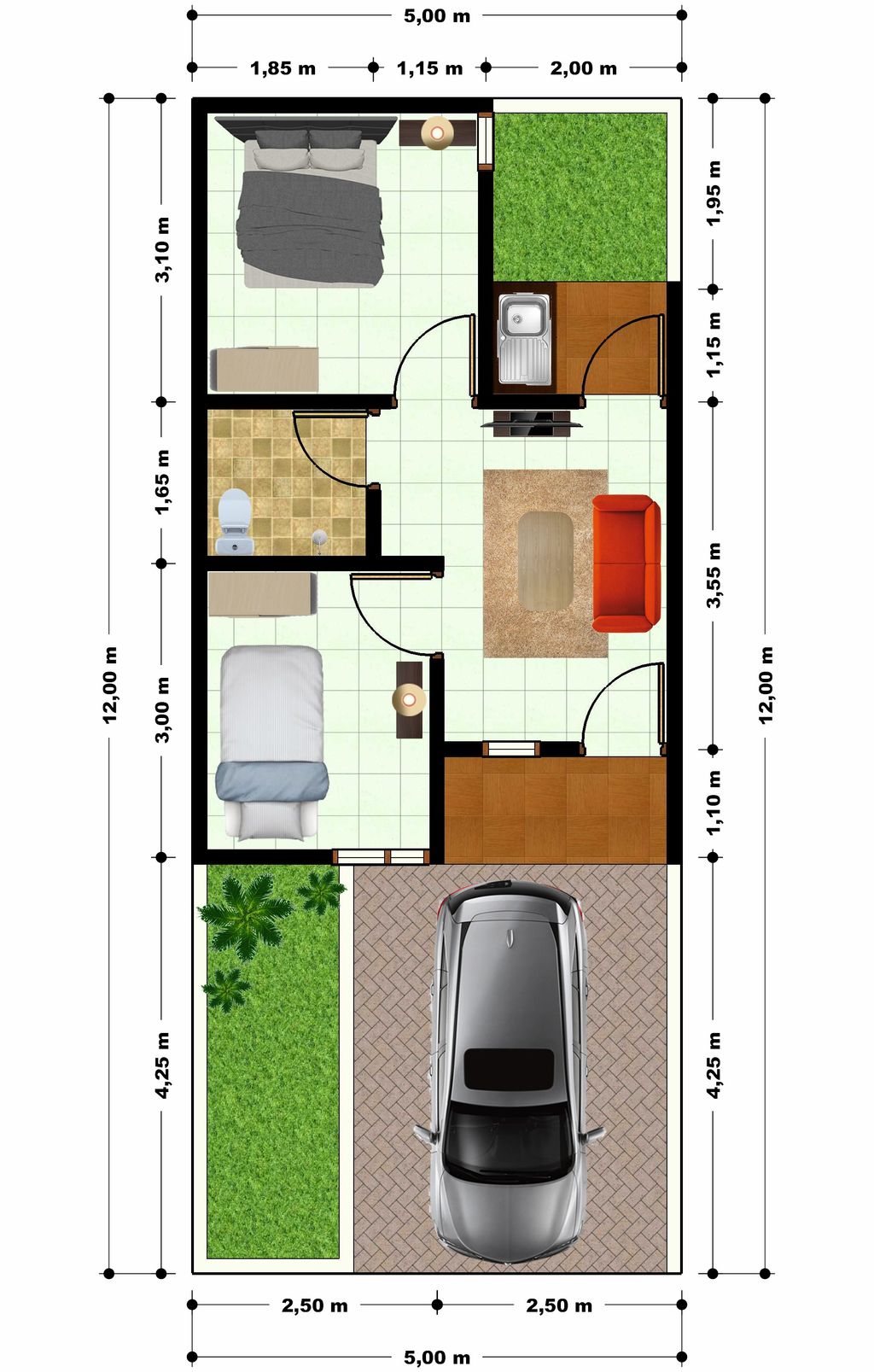 foto denah rumah tipe 36 / 99 R12 perumahan PERUMAHAN PURI NIRWANA