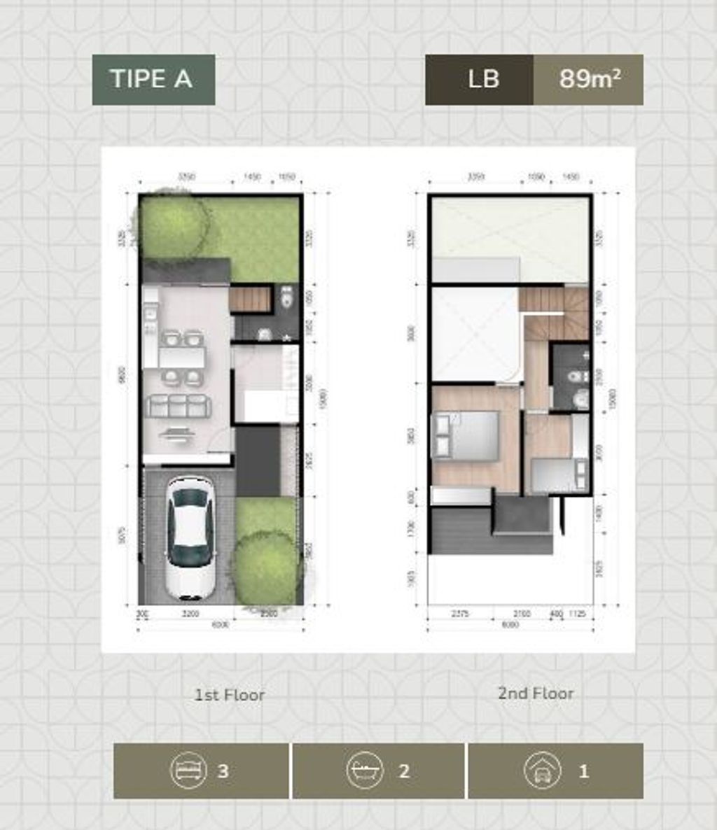 foto denah rumah tipe 100/89 perumahan PARADESA CIBUBUR