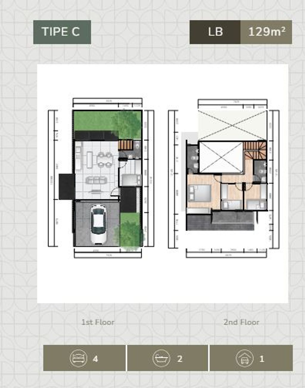 foto denah rumah tipe 149/129 perumahan PARADESA CIBUBUR