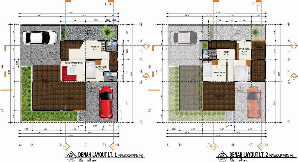 foto denah rumah tipe Pinewood 88/144 perumahan BERNADY LAND SLAWU