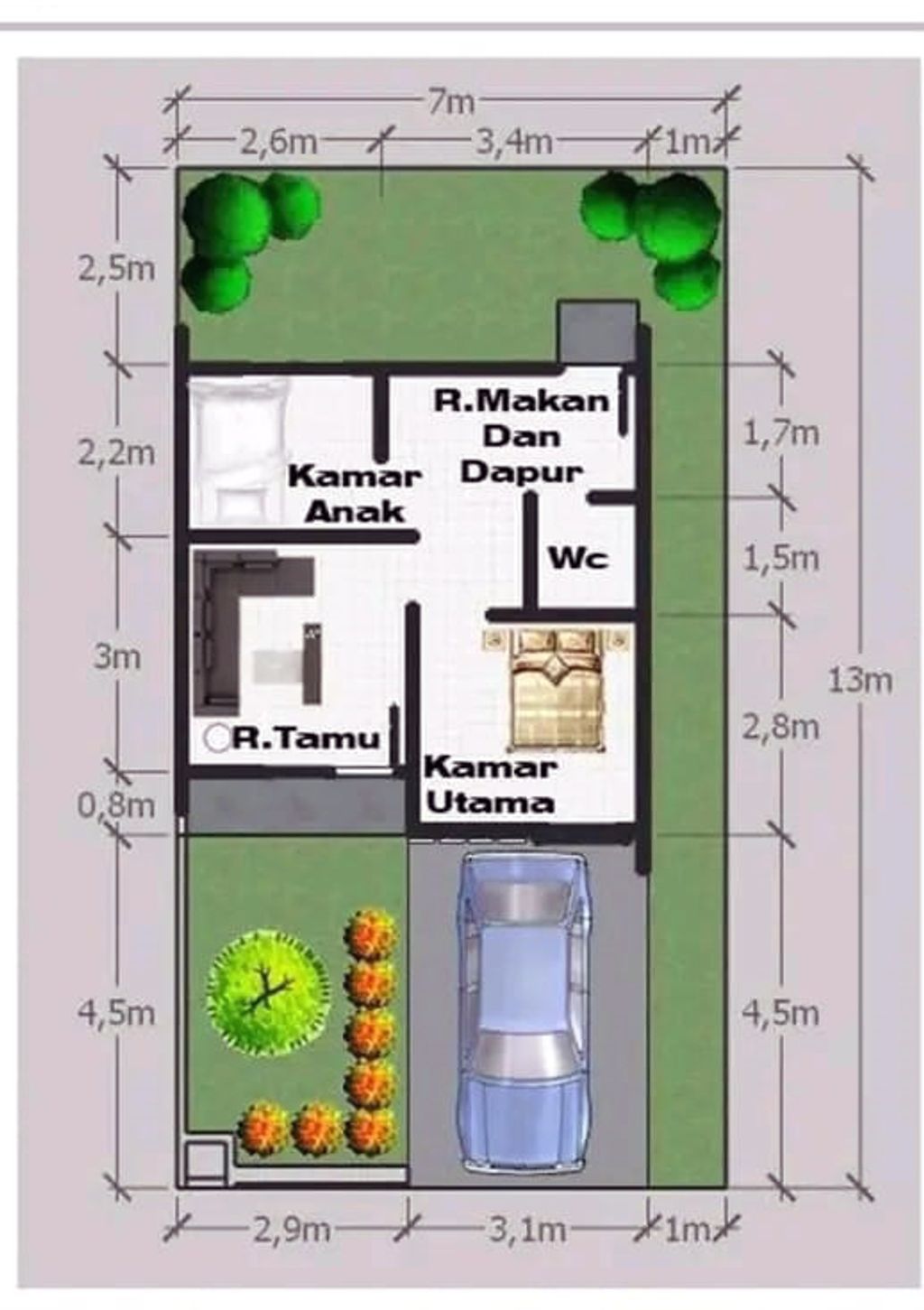 foto denah rumah tipe 36/91 perumahan MODERN HILL RESIDENCE