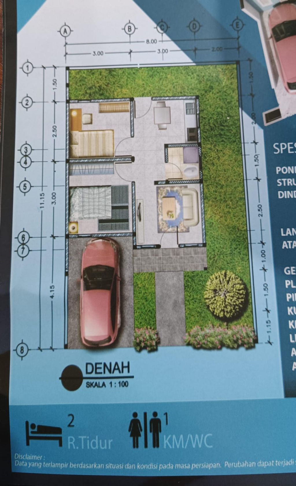 foto denah rumah tipe SUBSIDI 36 perumahan PARADISE MOMS II