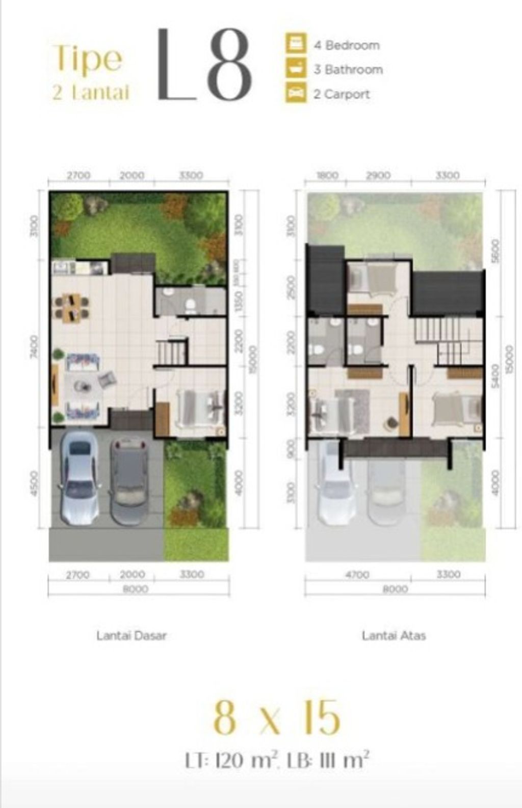 foto denah rumah tipe GARDENIA 2/01 perumahan PARAMOUNT PETALS TAHAP 1