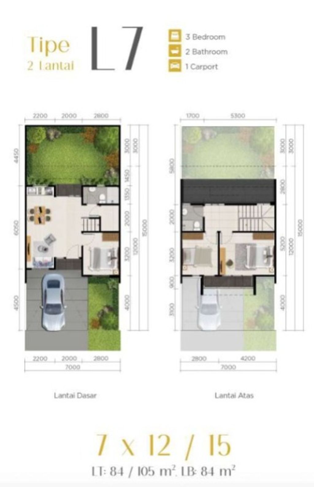 foto denah rumah tipe GARDENIA 2/05 perumahan PARAMOUNT PETALS TAHAP 1