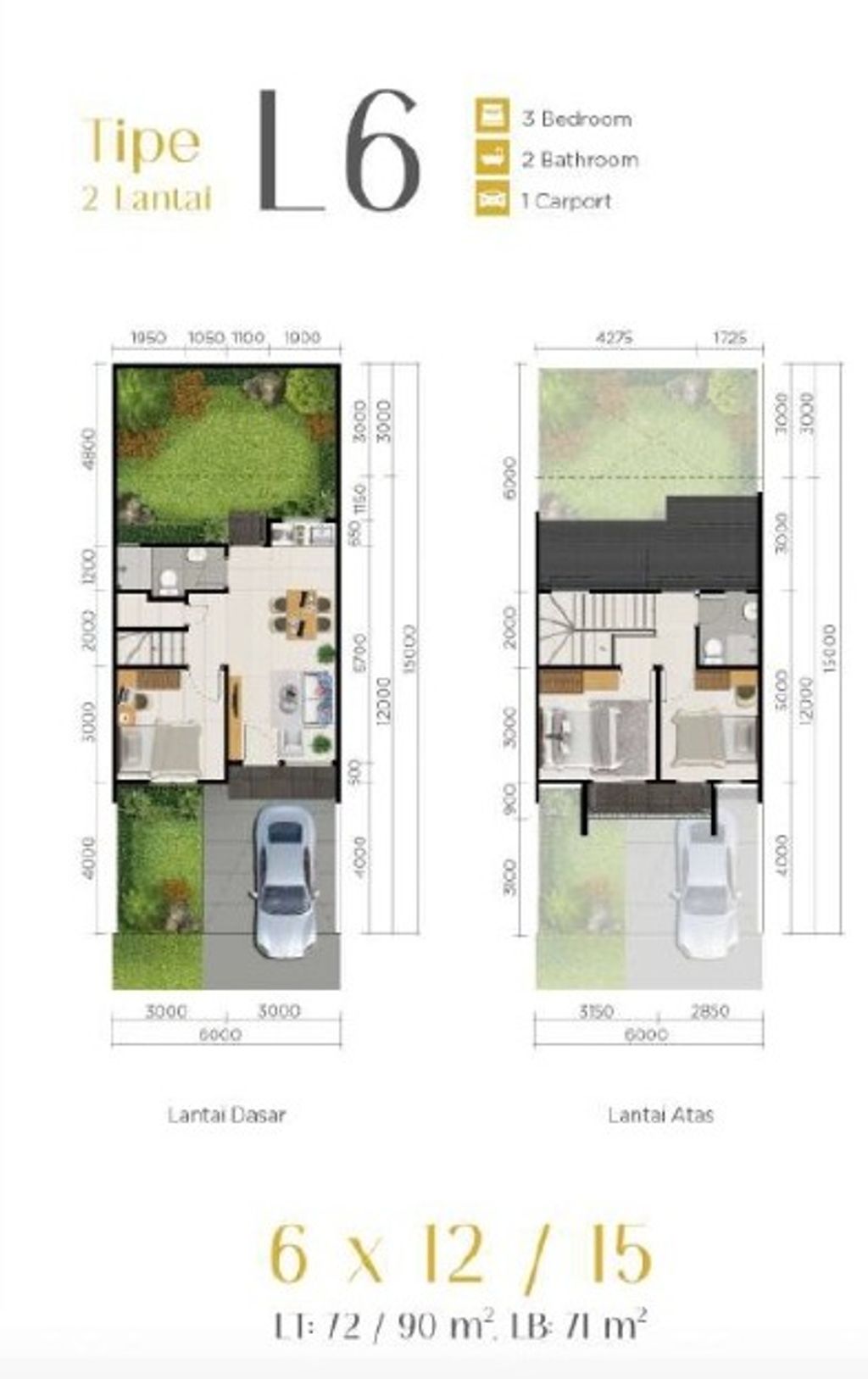 foto denah rumah tipe GARDENIA 2/06 perumahan PARAMOUNT PETALS TAHAP 1