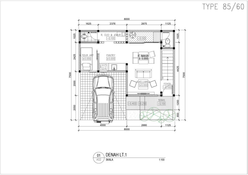 foto denah rumah tipe THALASSA 85/60 perumahan Perumahan Galuh Mas